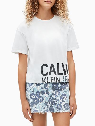 Calvin Klein Ruhák HU275344 | Calvin Klein Boxy Logo Lány Póló Világos Fehér